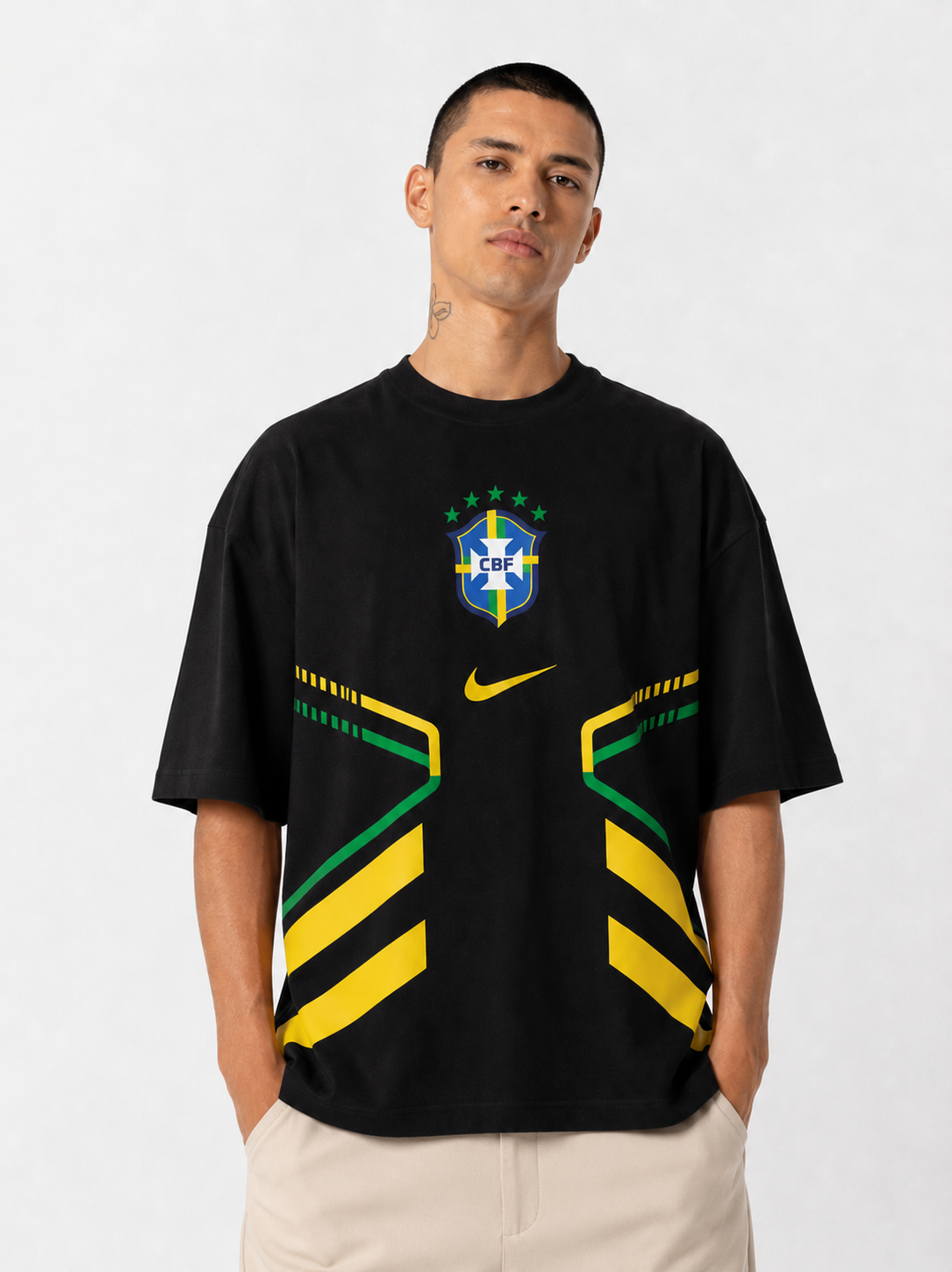 VYNTRRO Brazil Oversized Football Streetwear T-Shirt