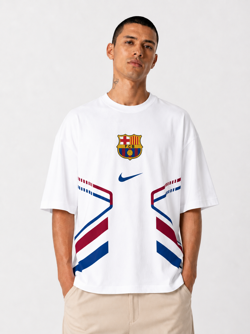 VYNTRRO Barcelona Oversized Football Streetwear T-Shirt