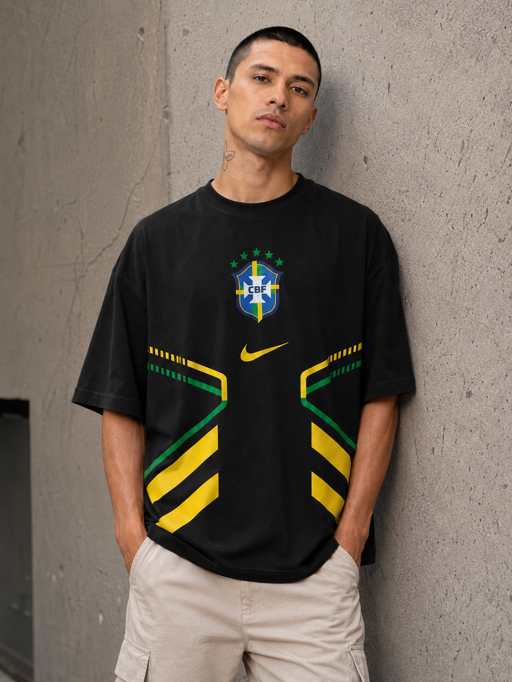 VYNTRRO Brazil Oversized Football Streetwear T-Shirt