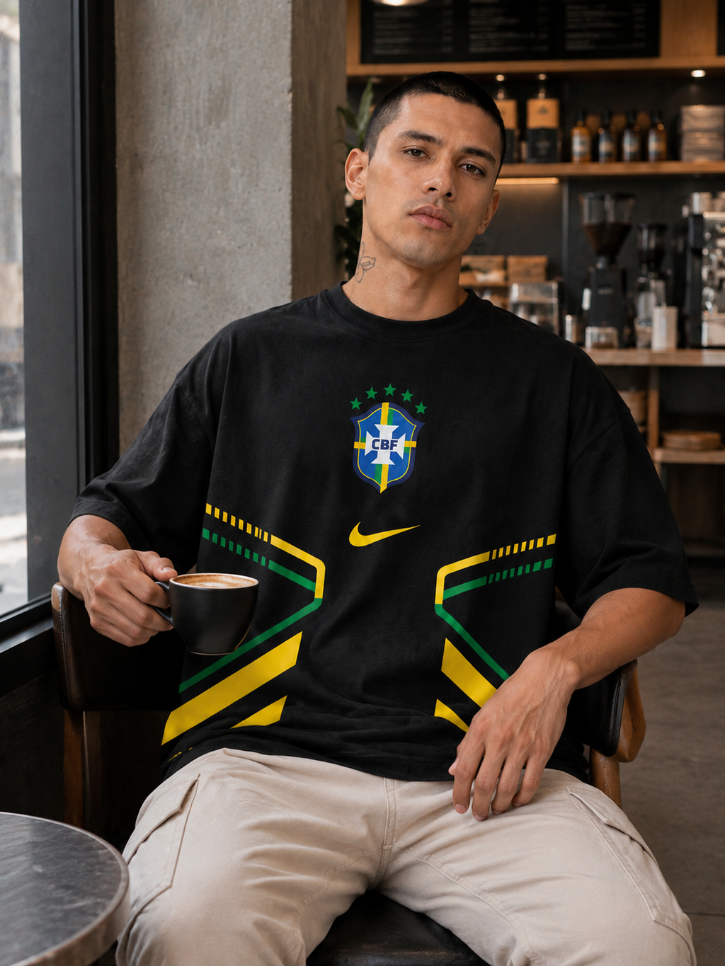 VYNTRRO Brazil Oversized Football Streetwear T-Shirt