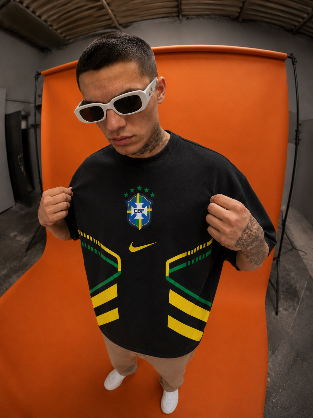 VYNTRRO Brazil Oversized Football Streetwear T-Shirt