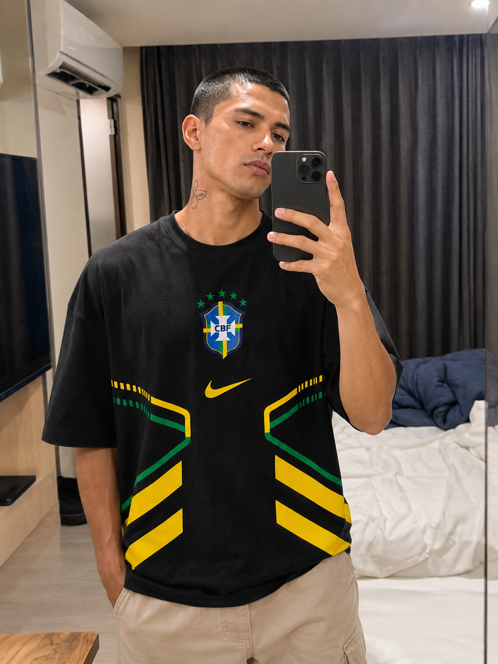 VYNTRRO Brazil Oversized Football Streetwear T-Shirt