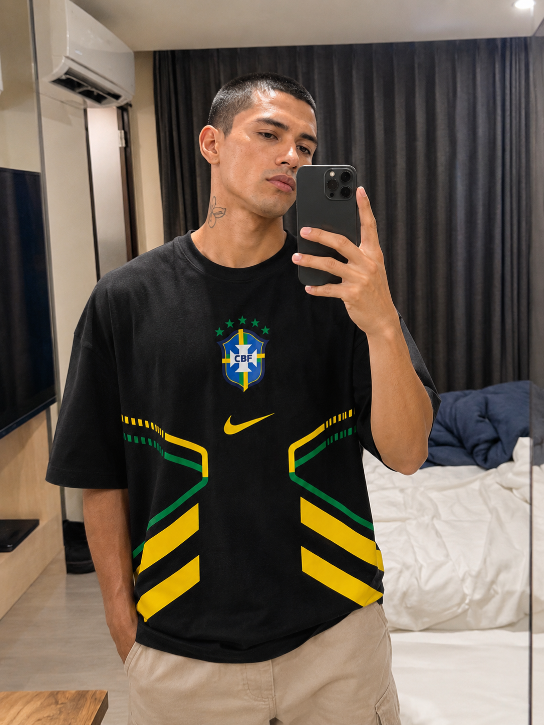 VYNTRRO Brazil Oversized Football Streetwear T-Shirt
